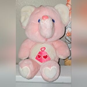 CARE BEARS cousin Lotsa, Pink Elephant Plush with Heart Accents